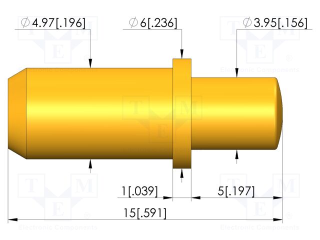 Test needle; Spring compression: 3.2mm; 4mm; 5A; brass; Ø: 4mm; 0.6N