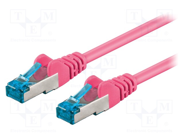 Patch cord; S/FTP; 6a; stranded; Cu; LSZH; pink; 0.25m; halogen free
