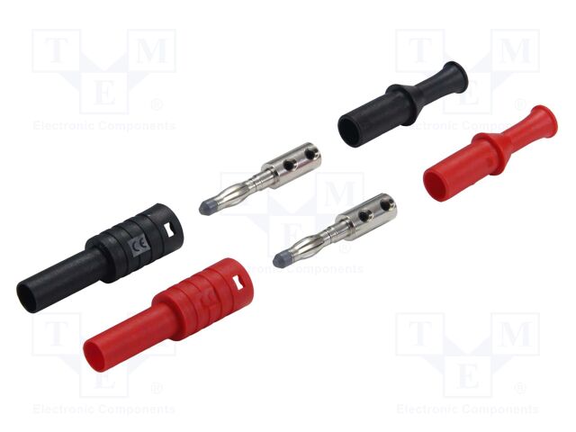 Connector: 4mm banana; plug; 36A; black,red; 2.5mm2; nickel plated