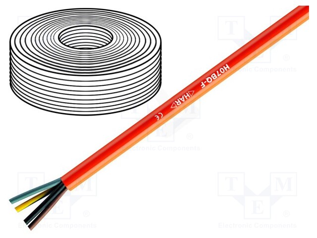 Wire; stranded; Cu; H05BQ-F; 2x0,75mm2; unshielded; orange; PUR