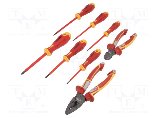 Kit: pliers, insulation screwdrivers; Pcs: 8; 1kV