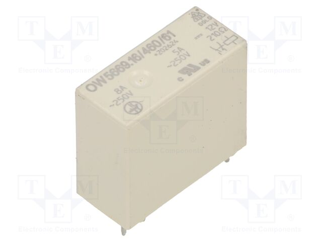 Relay: electromagnetic; SPST-NO + SPST-NC; Ucoil: 12VDC; THT; 210Ω