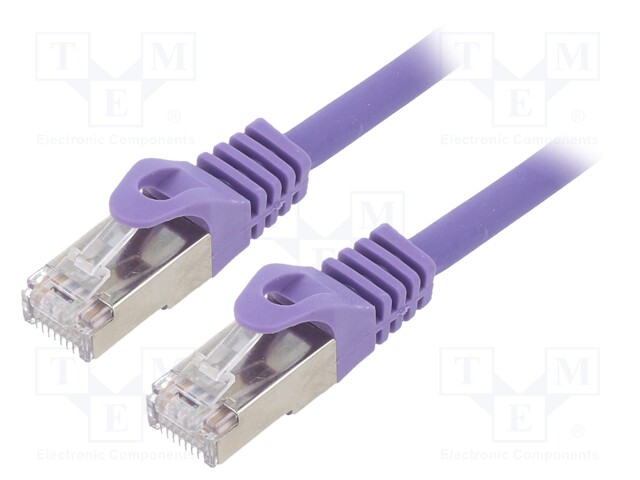Patch cord; S/FTP; 6a; solid; Cu; LSZH; violet; Len: 1m; 27AWG