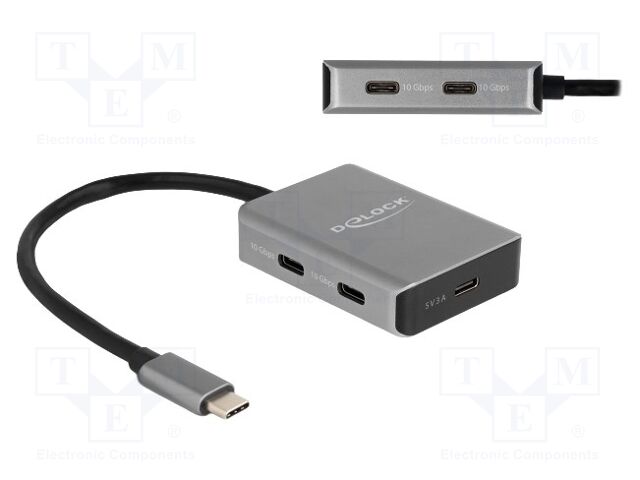 Accessories: hub USB; 0.15m; black; silver; metal; 10Gbps