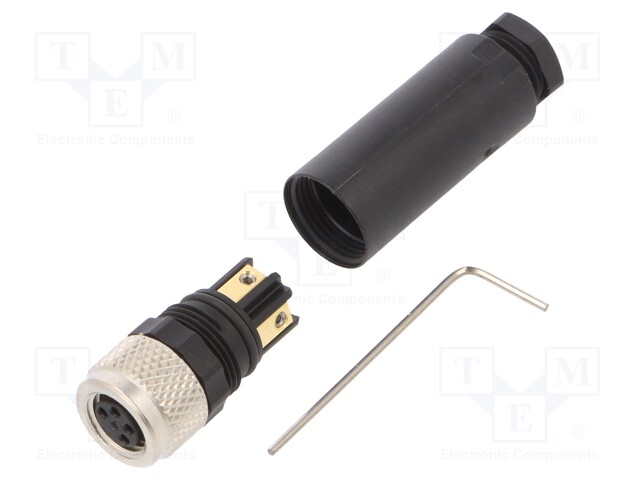 Connector: M8; female; PIN: 4; for cable; plug; 4A; IP67; 30V