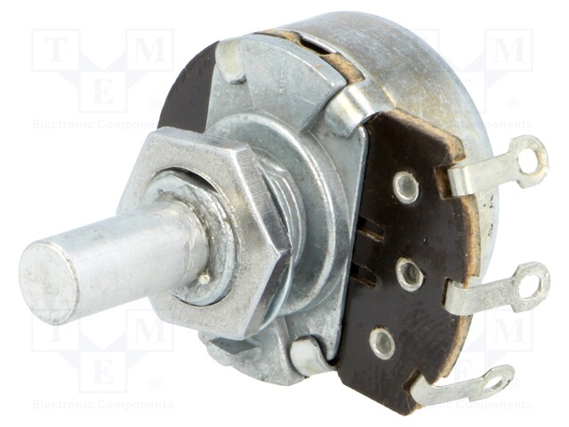 Potentiometer: shaft; single turn; 100kΩ; 500mW; ±20%; soldered