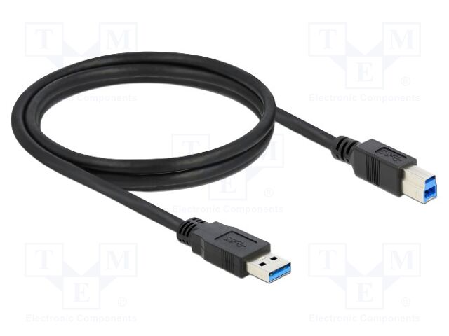 Cable; USB A plug,USB B plug; gold-plated; 1.5m; black; Cu; 5Gbps