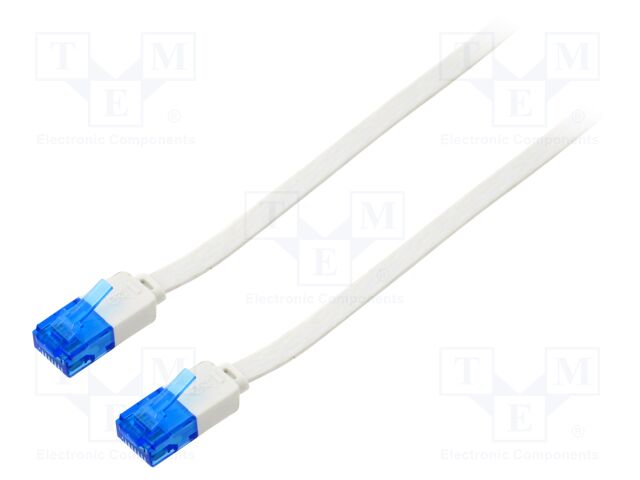 Patch cord; U/UTP; 6a; stranded; Cu; PVC; white; Len: 7m; 32AWG