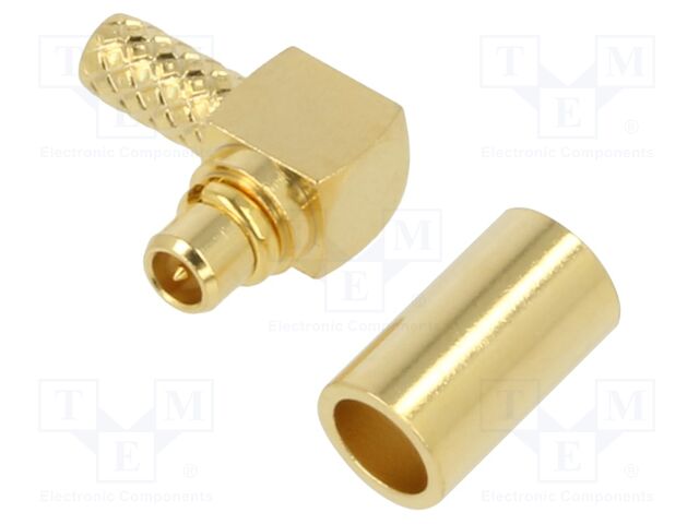Plug; MMCX; male; angled 90°; 50Ω; RG174,RG188,RG316; for cable
