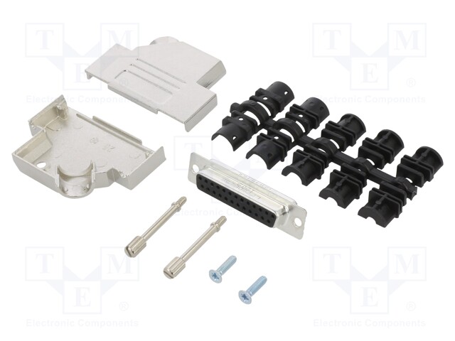 D-Sub; PIN: 25; female; shielded; angled 45°; soldering; for cable