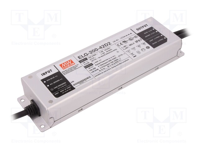 Power supply: switched-mode; LED; 199.9W; 42VDC; 4.76A; 100÷305VAC