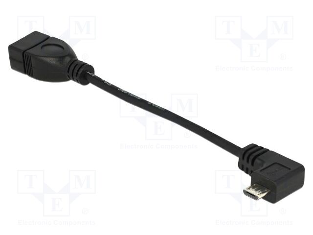 Cable; OTG,USB 2.0; 0.11m; black; 24AWG,28AWG; Øcable: 4.7mm