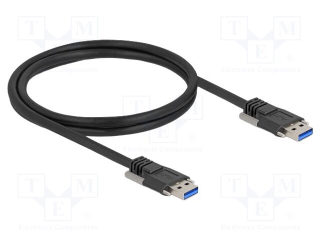 Cable; USB A plug,both sides; 1m; black; 26AWG,27AWG; 5Gbps; screw