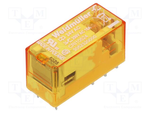 Relay: electromagnetic; SPDT; Ucoil: 24VDC; 16A; CRI; max.250VAC