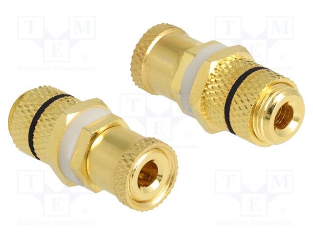 Adapter; banana socket,both sides; Plating: gold-plated; 9.5mm