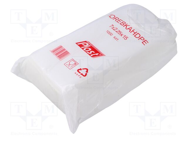 Plastic bag; L: 150mm; Width: 70mm; Thick: 6um; HDPE; transparent