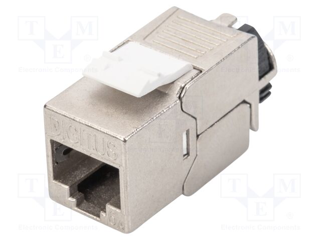 RJ45 module; Keystone; silver; Cat: 6a; on cable; RJ45 socket; 8p8c