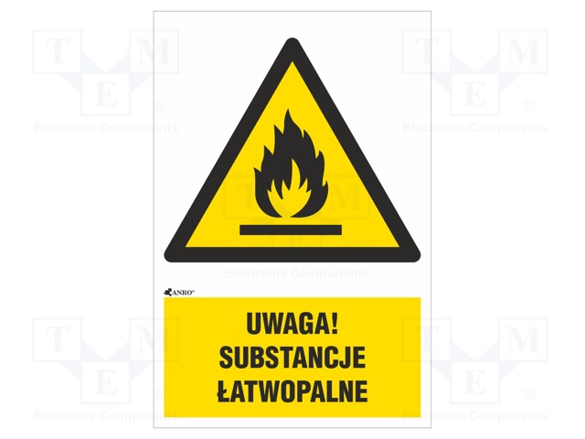 Safety sign; warning; Mat: PVC; W: 200mm; H: 300mm