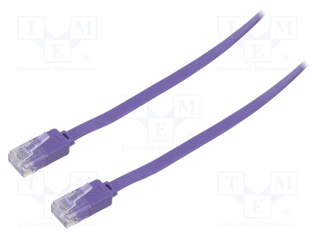 Patch cord; U/UTP; 6; stranded; Cu; PVC; violet; Len: 2m; 32AWG
