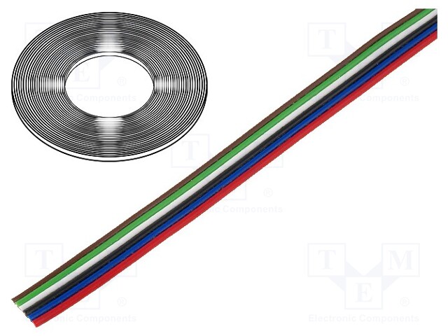 Wire: ribbon; stranded; Cu; 6x0,35mm2; unshielded; PVC; 150V; 50m