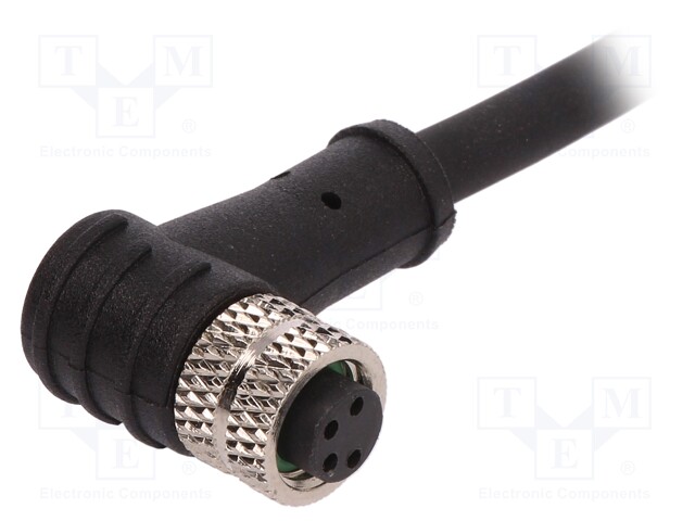 Connector: M8; female; PIN: 4; angled; plug; 3A; 30V; IP67; 1m; TPU
