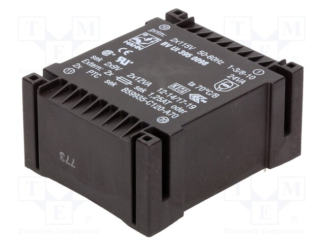 Transformer: encapsulated; 24VA; 115/115VAC; 9V; 9V; 1333mA; 1333mA