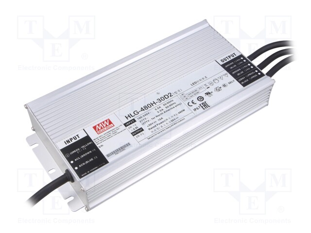 Power supply: switched-mode; LED; 480W; 30VDC; 16A; 90÷305VAC; IP67
