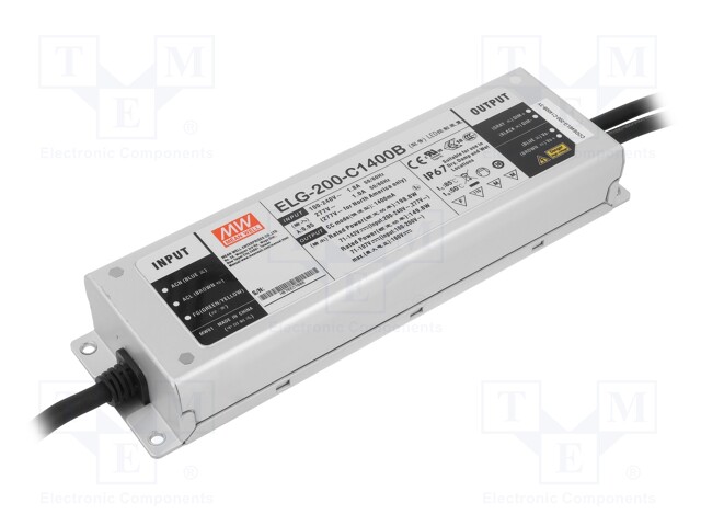 Power supply: switched-mode; LED; 198.8W; 71÷142VDC; 1400mA; IP67