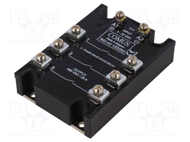 Relay: solid state; Ucntrl: 3÷32VDC; 25A; 24÷480VAC; 3-phase