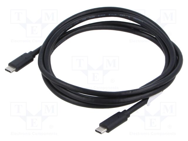 Cable; USB 3.1; USB C plug,both sides; gold-plated; 1.8m; black