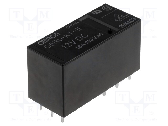 Relay: electromagnetic; SPDT; Ucoil: 12VDC; 16A/250VAC; 16A/24VDC