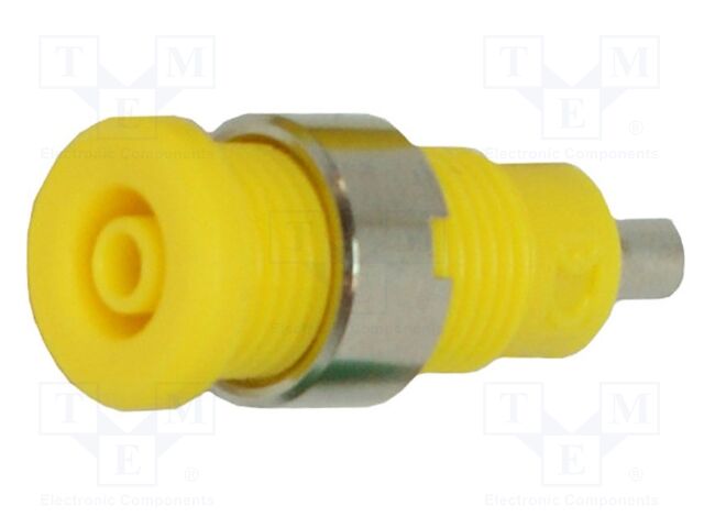 Connector: 2mm banana; socket; yellow; 1,9mm soldering hole