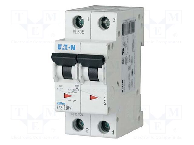 Circuit breaker; 230/400VAC; Inom: 8A; Poles: 2; DIN; Charact: B