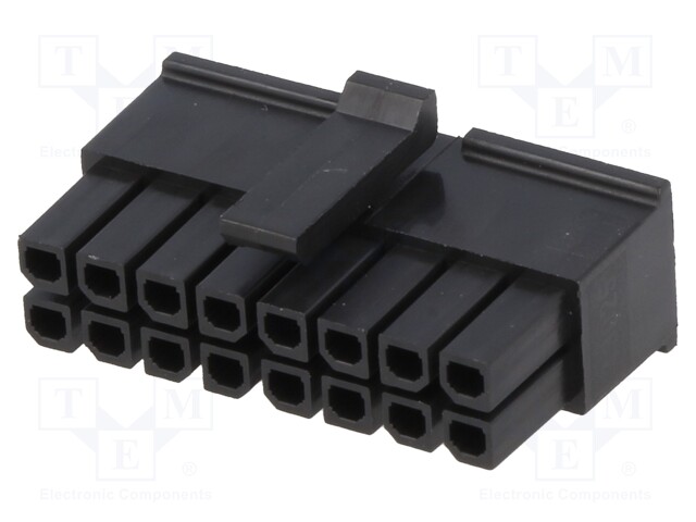Plug; wire-board; female; Micro-Fit 3.0; 3mm; PIN: 16; w/o contacts