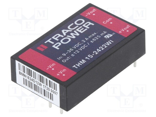 Converter: DC/DC; 15W; Uin: 9÷36V; Uout: 12VDC; Uout2: -12VDC; 24g