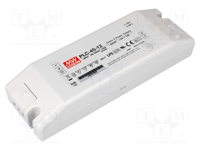 Power supply: switched-mode; LED; 45.6W; 12VDC; 9÷12VDC; 3.8A; IP20