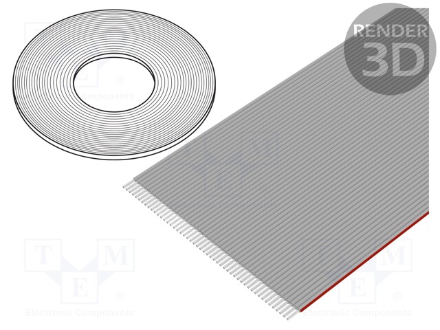 Wire: ribbon; 1.27mm; stranded; Cu; 50x28AWG; unshielded; PVC; grey