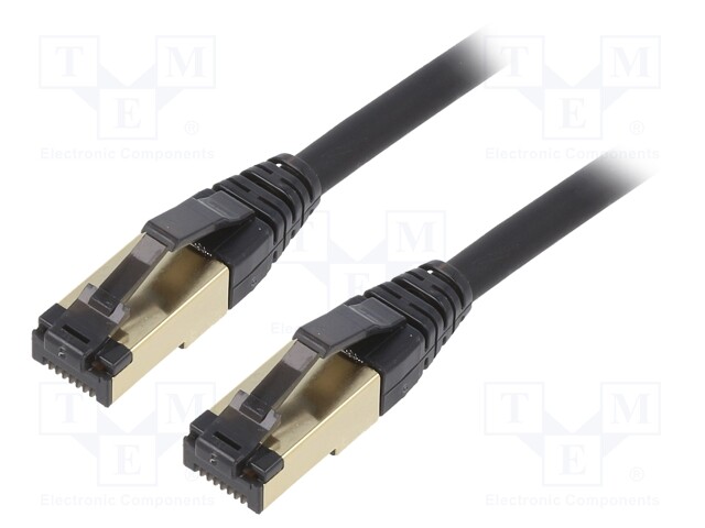 Patch cord; S/FTP; Cat 8; stranded; Cu; LSZH; black; Len: 0.25m