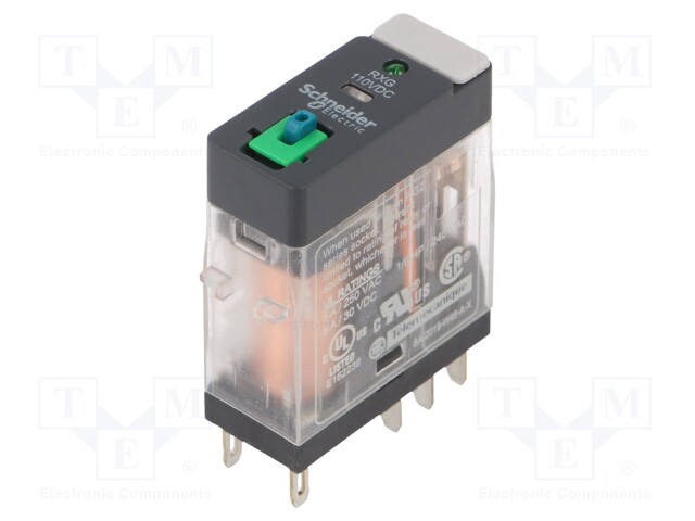 Relay: electromagnetic; DPDT; Ucoil: 110VDC; 5A/250VAC; 5A/30VDC