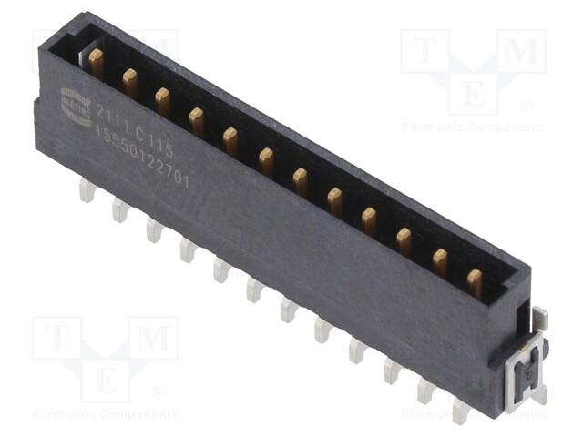 Connector: PCB to PCB; male; PIN: 12; 2.54mm; -55÷125°C; 19A; THT