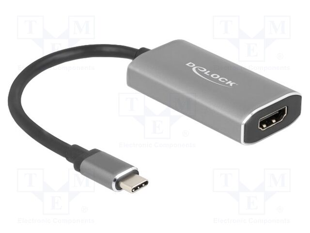 Adapter; HDMI socket,USB C plug; 0.2m; black; grey