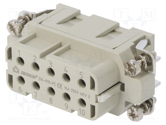 Connector: HDC; contact insert; female; DA; PIN: 10; 10+PE; crimped