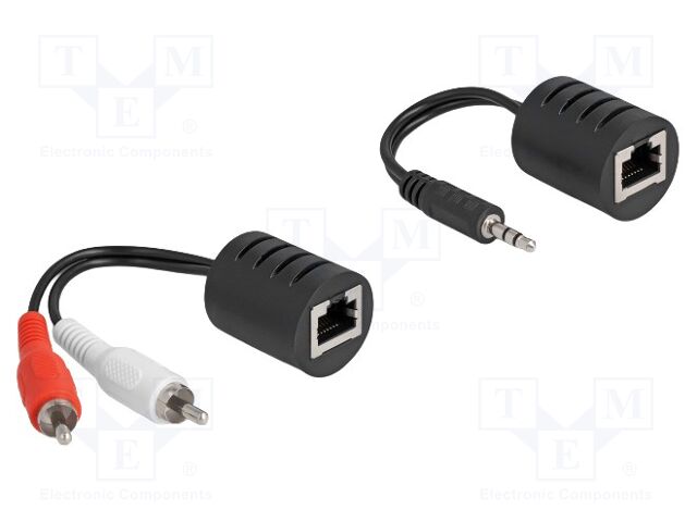 Adapter; Jack 3.5mm 3pin plug,RCA plug x2,RJ45 socket x2; PVC