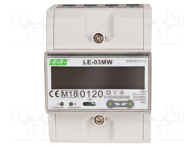 Electric energy meter; digital,mounting; for DIN rail mounting
