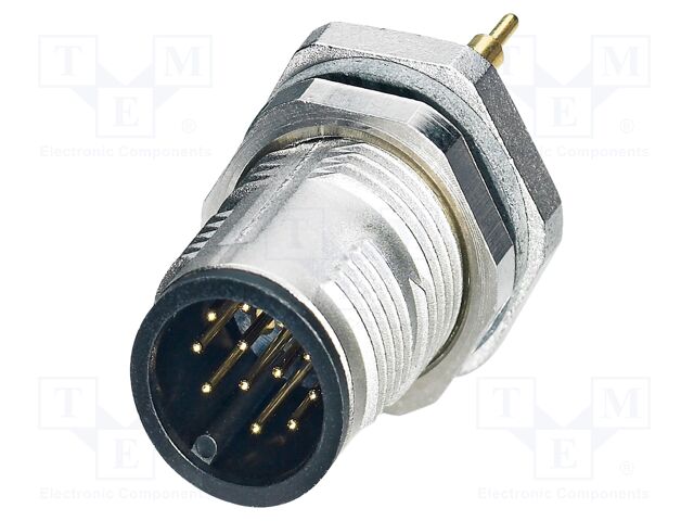Connector: M12; socket; PIN: 12; male; 30V; straight; THT; A code