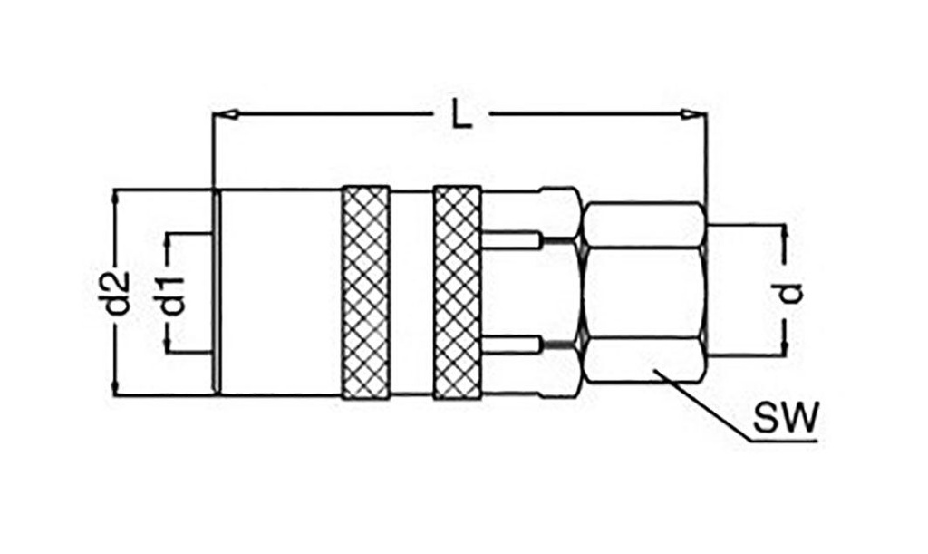 Quick connection coupling; straight,with valve; 10bar; Seal: FPM