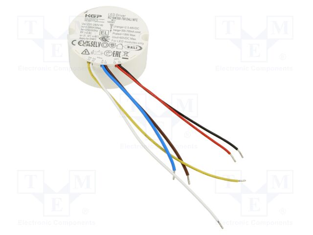 Power supply: switching; LED; NFC; 18W; 2.5÷48VDC; 300÷700mA; IP20