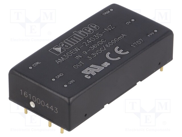 Converter: DC/DC; 30W; Uin: 9÷36V; 3.3VDC; Iout: 6A; 2"x1"; 26g