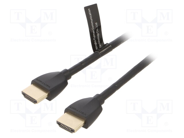 Cable; HDMI 2.0; HDMI plug,both sides; 3m; black; 32AWG; Core: Cu