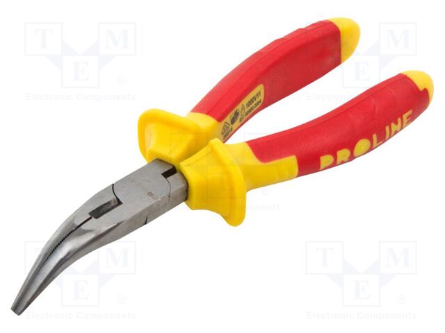 Pliers; insulated,curved,half-rounded nose; 200mm